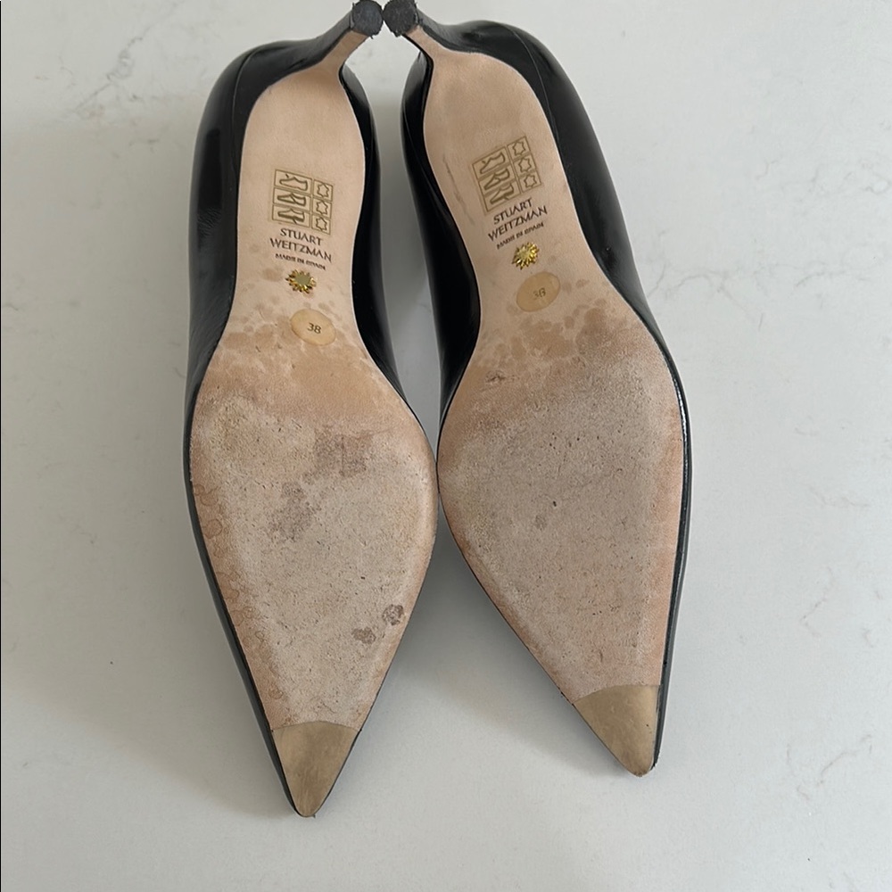 Stuart Weitzman 75mm Pointed Toe Pump - Black Kid - Size 38/7.5 - Picture 6 of 14
